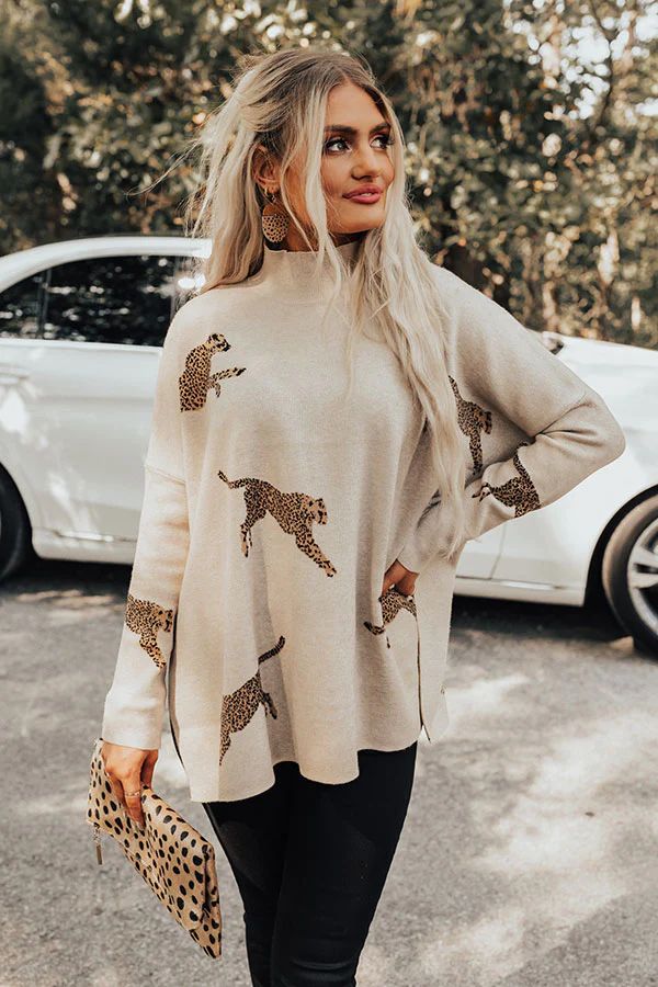 Cozy And Kind Cheetah Sweater In Birch | Impressions Online Boutique
