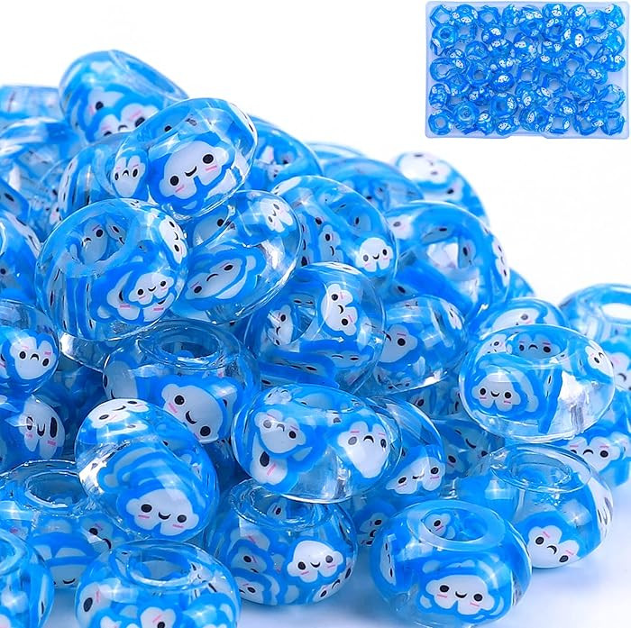 AIPRIDY Girls' Lucky Beads Lover Amber Beads, Big Hole Spacer Beads European Craft Beads for DIY ... | Amazon (US)