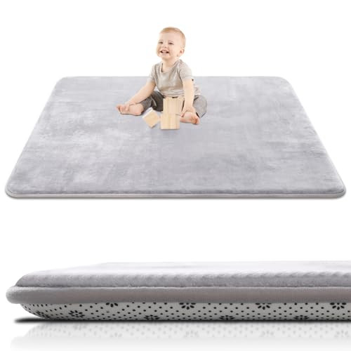 SEPARO Thick Baby Play Mat for Floor,50 x 50 Playpen Mat,Tummy Time Foam Mats,Ultra Soft Support & Plush Feel,Easy Care with Non-Slip Cushioned for Infant,Kids and Toddler Crawling,Grey | Amazon (US)