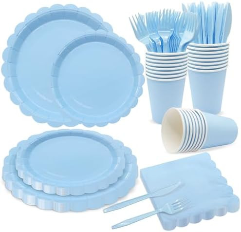 144Pcs Blue Party Supplies Blue Party Tableware Sets Serve 24 Guests Includes Paper Plates Cups N... | Amazon (CA)