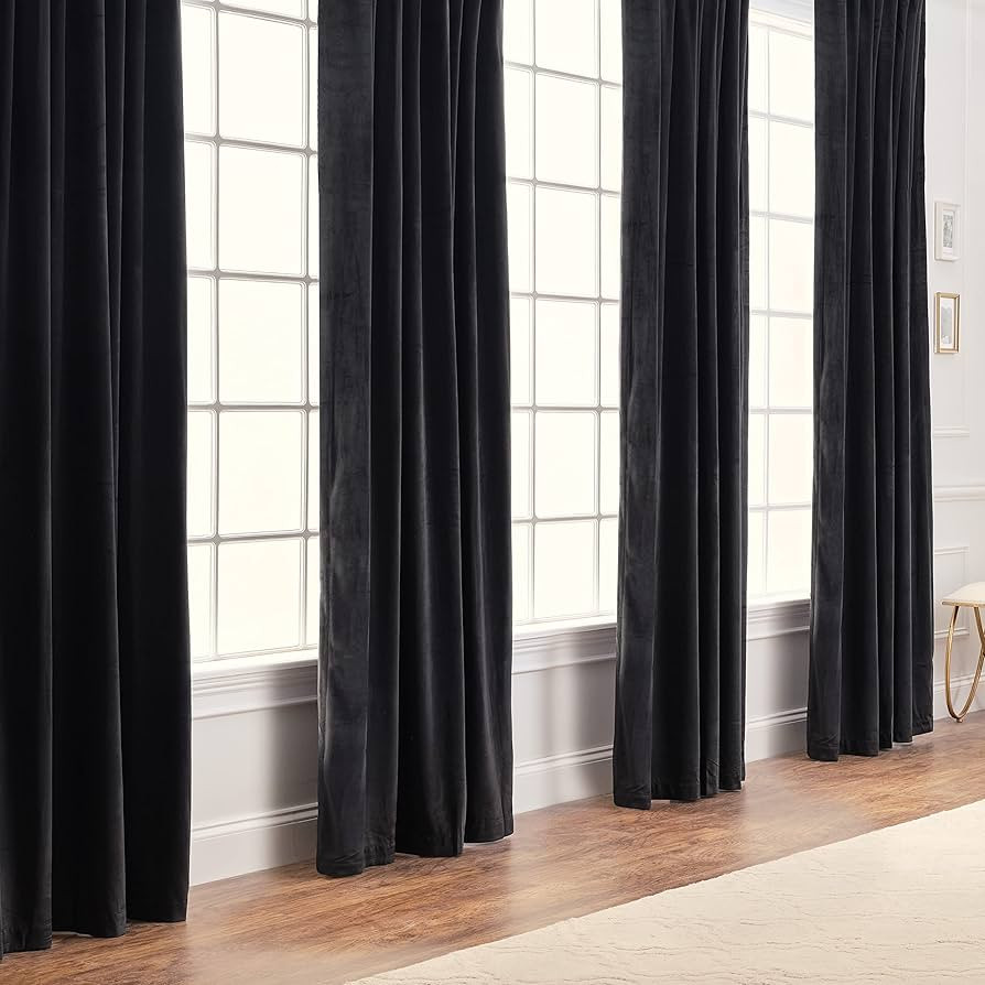 Chanasya Blue Velvet Curtains Panel Set 2 -Piece - Classy Partial Blackout Curtain Room Darkening... | Amazon (US)