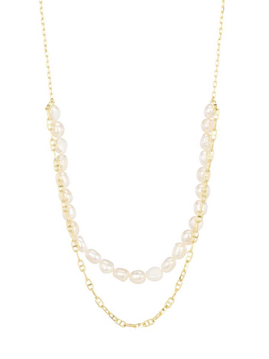 Paxton 24K Gold-Plated & Freshwater Pearl Layered Necklace | Saks Fifth Avenue