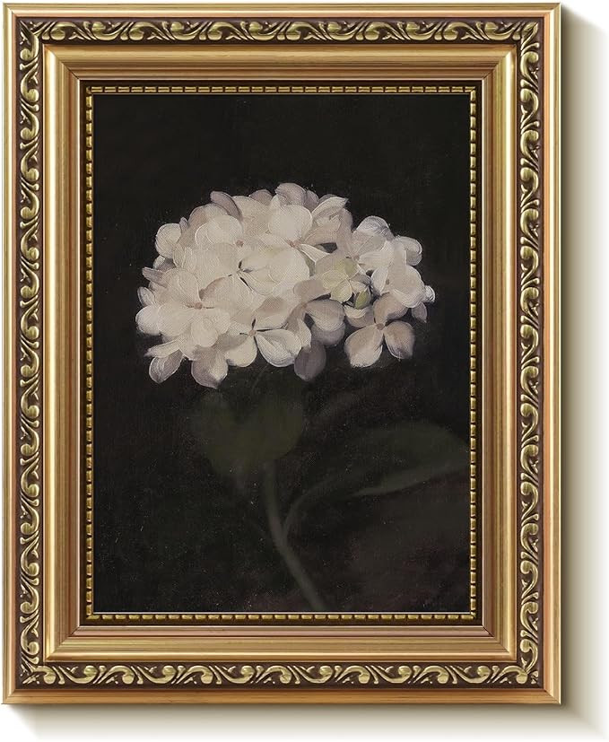 Bzstyleart Gold Framed Vintage Wall Art for Living Room, Hydrangea Flowers Wall Decor Painting, F... | Amazon (US)