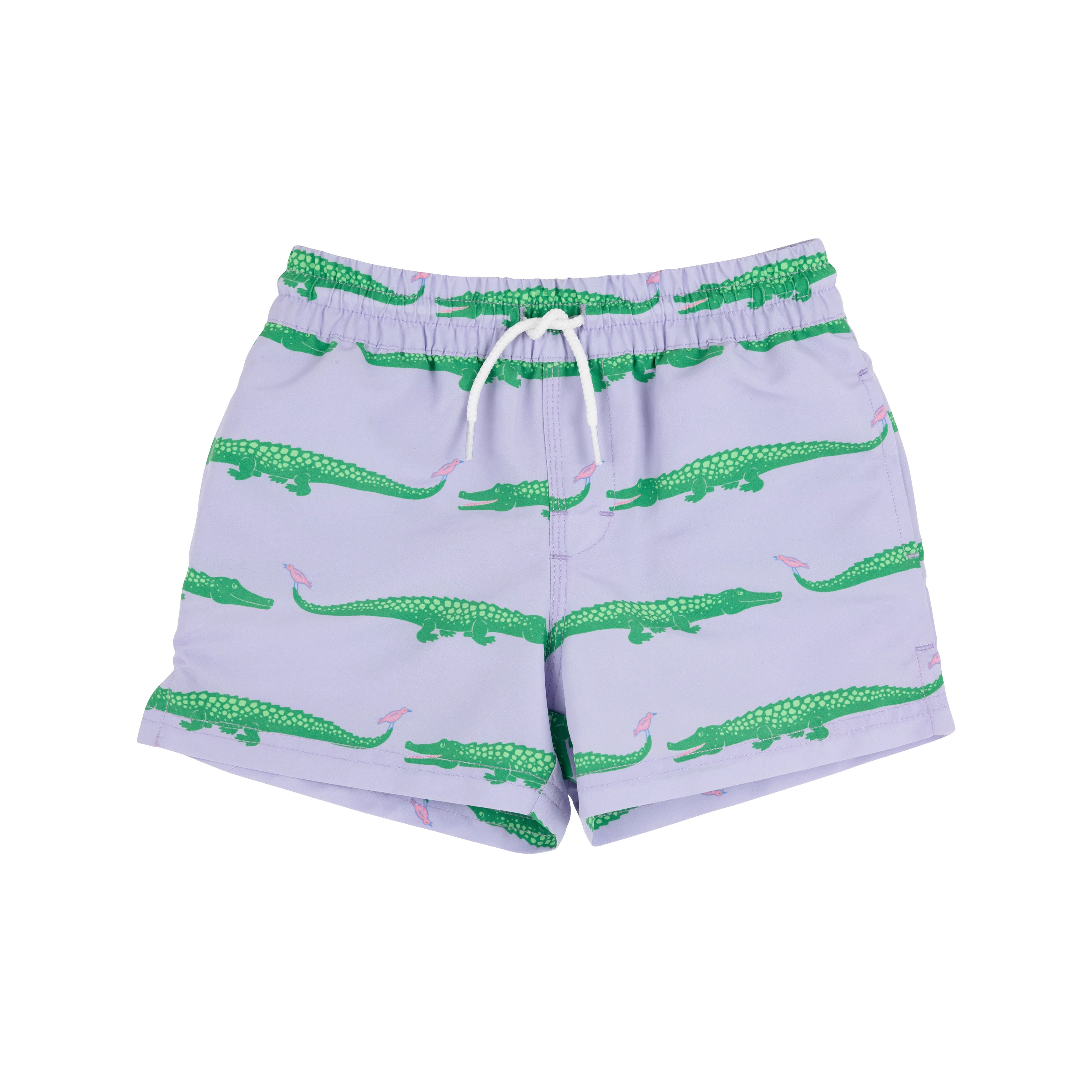 Tortola Trunks - Gator Pond Pals (Lauderdale Lavender) with Palm Beach Pink Stork | The Beaufort Bonnet Company