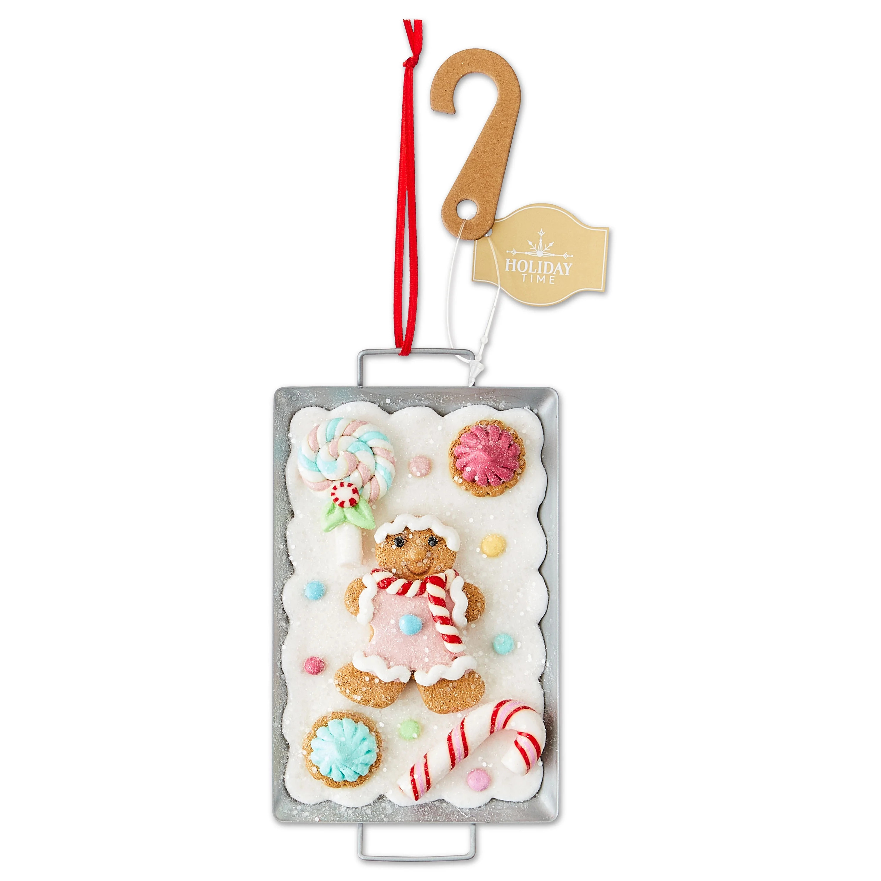 Multicolor Clay Dough Gingerbread Boy with Baking Tray Christmas Ornament, 5", by Holiday Time | Walmart (US)