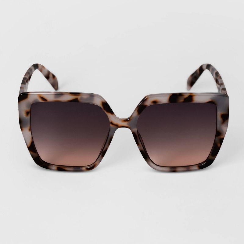 Women's Tortoise Shell Oversized Square Sunglasses - A New Day™ Gray | Target