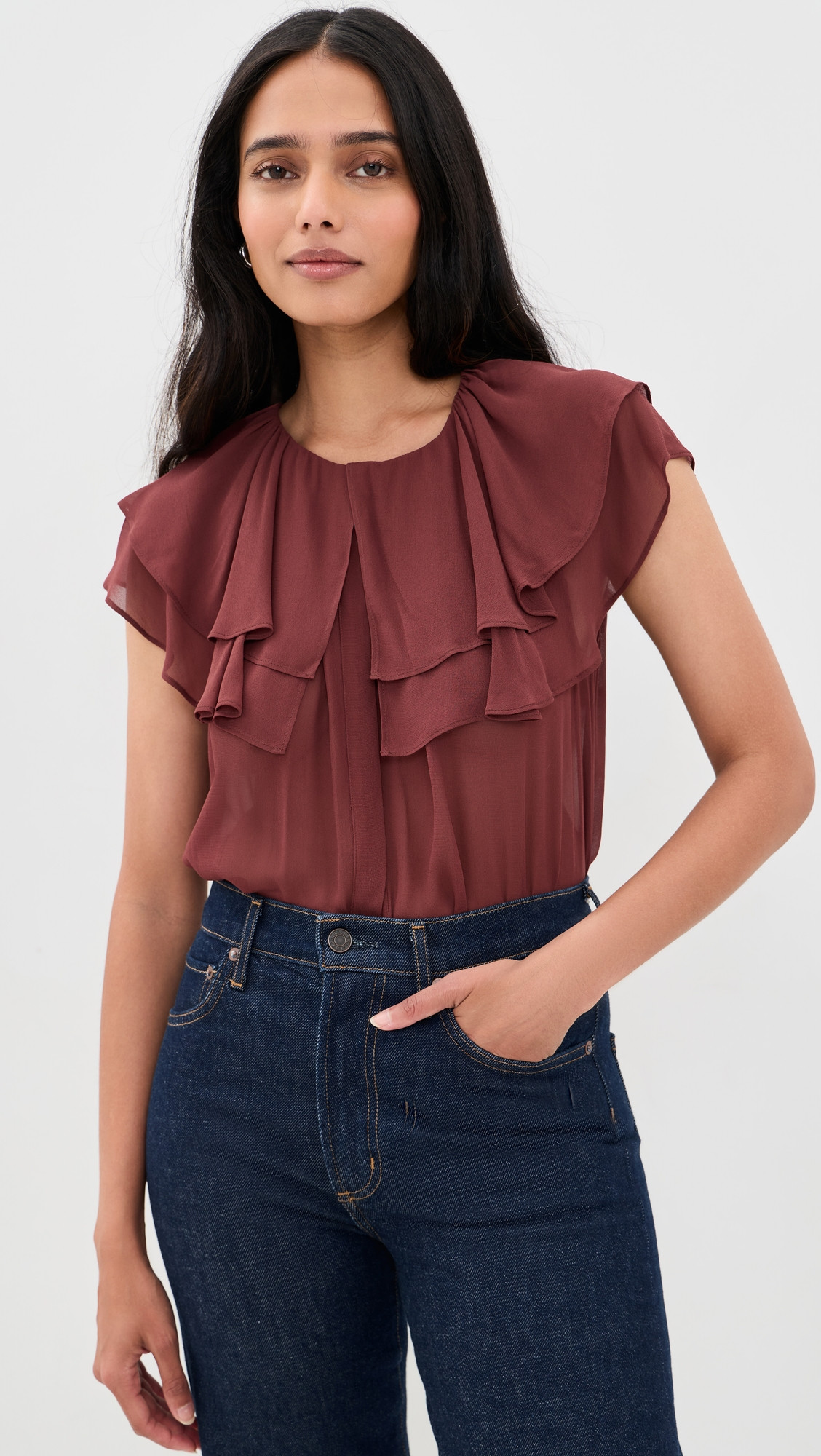 PAIGE Lucia Blouse Garnet XS | Shopbop