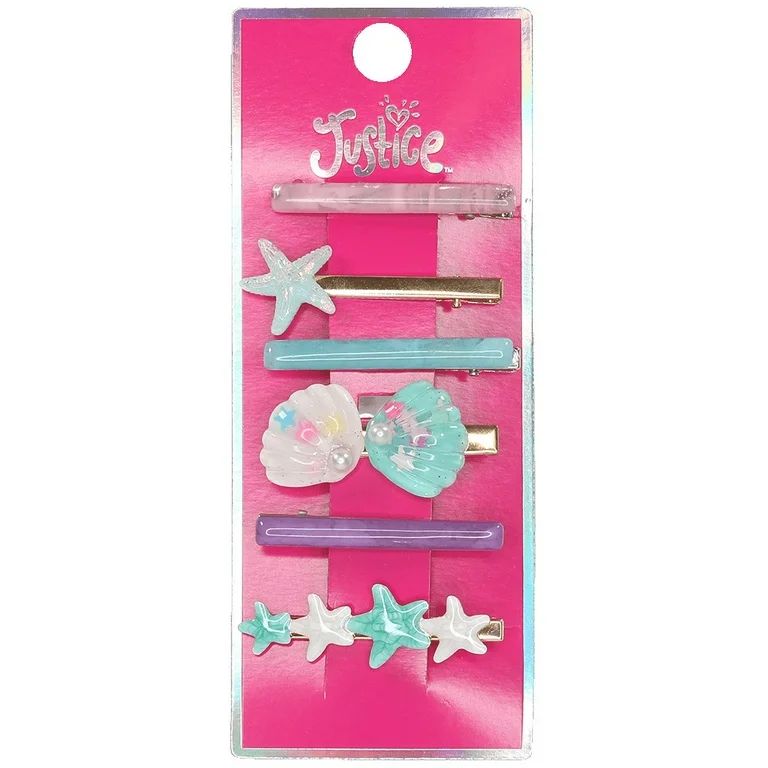 Justice Seashells Salon Hair Clip Set Set, 6 Piece, Multi | Walmart (US)