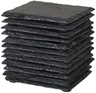 12 Pack 4 x 4 Inch Gorgeous Black Slate Stone Coasters Bulk Square Slate Stone Cup Coaster for Dr... | Amazon (US)