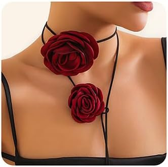 Flower Choker Necklace Vintage Black Rose Collar Velvet Chain Necklace Gothic Trendy Jewelry for ... | Amazon (US)
