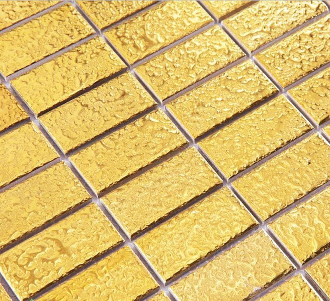 Luxury Gold Ceramic Brick Slip-Resistant Rectangle 1 x 2 In. Glazed Porcelain Mosaic Glitter Bath... | Etsy (US)