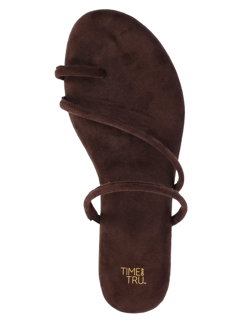 Time and Tru Women's Faux Suede Barely There Toe Loop Sandals | Walmart (US)