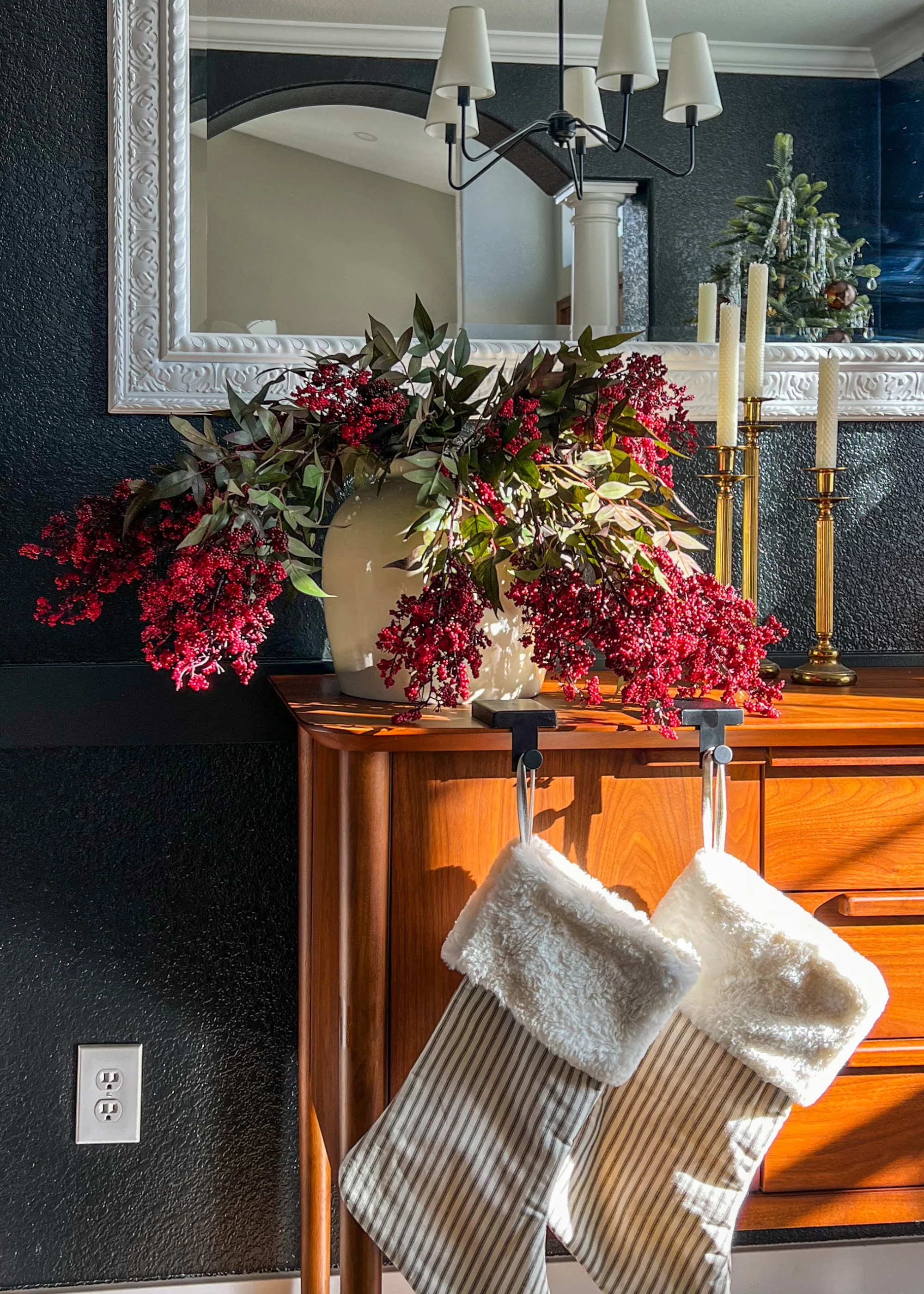 Burgundy Nandina Berry Branch | Artificial Holiday Foliage at Afloral | Afloral