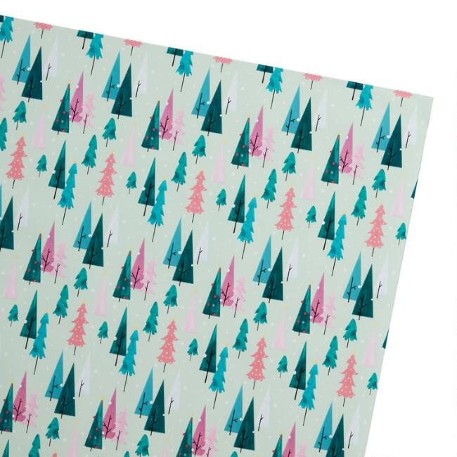 Jumbo Multicolor Trees Holiday Wrapping Paper Roll | World Market
