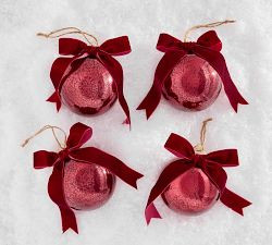 Mercury Glass Ball Ornaments with Bows - Set of 4 | Pottery Barn (US)