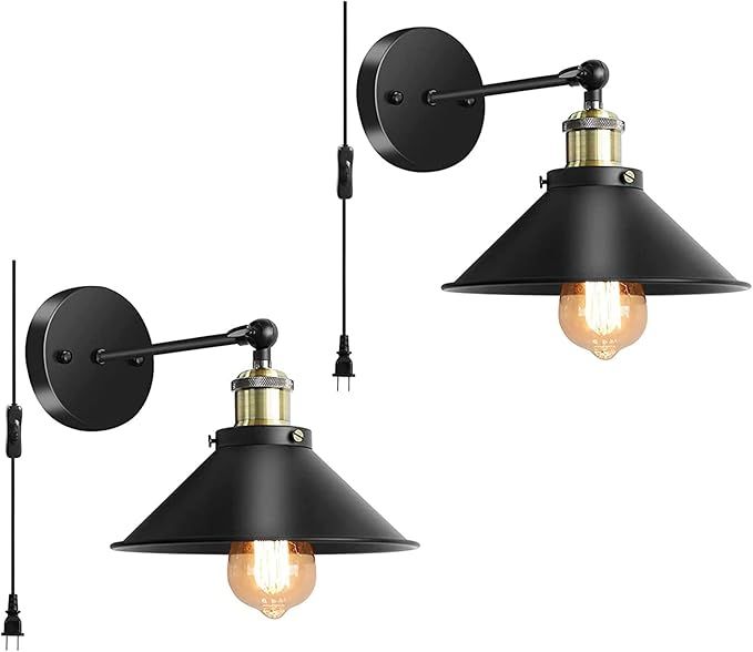 Wall Sconces Lighting , Vintage Industrial Wall Lamp with Plug in Cord On/Off Switch, Swing Arm W... | Amazon (US)
