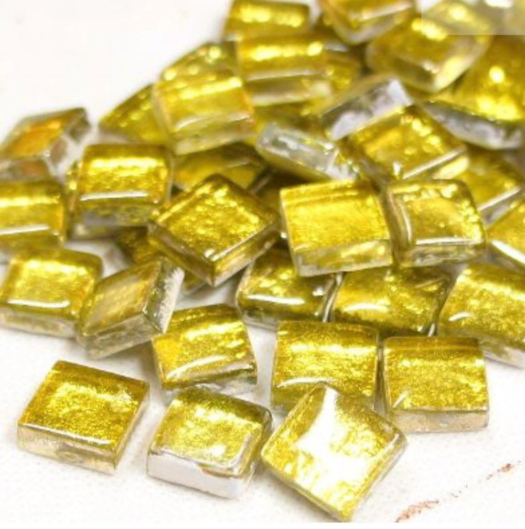 Mosaic Tiles 12mm Hand Made Bright Gold Luminescent Metallic Glass Mosaic Tiles (25pc)Mosaic Tile... | Etsy (US)