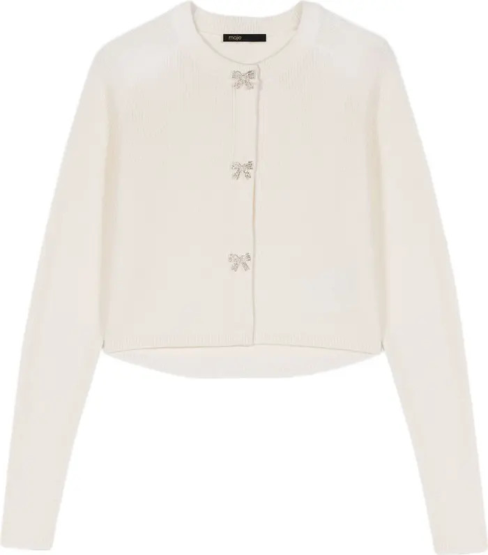 maje Jewelled bow-button cardigan | Nordstrom | Nordstrom