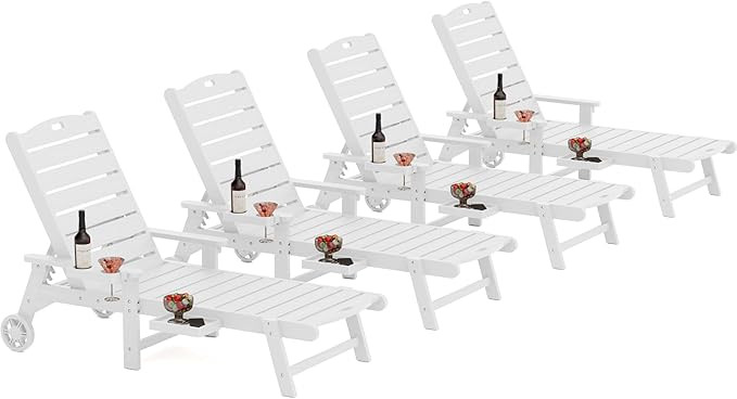 YEFU Chaise Lounge Chairs Set of 4 Outdoor,Pool Lounge Chair with Adjustable Backrest,All Weather... | Amazon (US)