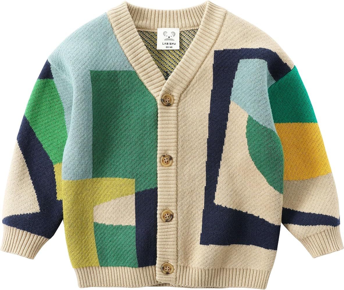 Little Boys Cardigan Sweater Coat Toddler Boys Long Sleeve Sweater Cardigan V Neck Stripe Uniform | Amazon (US)