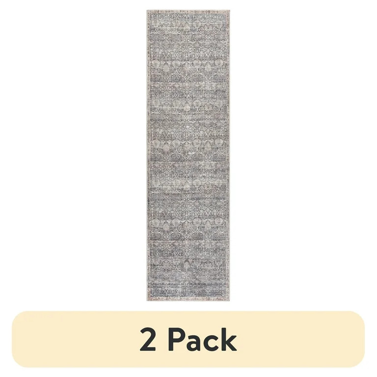 (2 pack) Better Homes & Gardens Damask Modern Machine-Woven Green Runner Rug 2'5" x 8'5" Non-Slip... | Walmart (US)