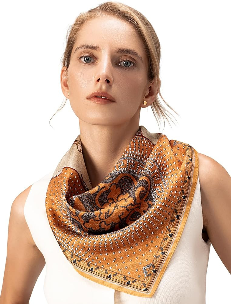 Mulberry Silk Scarf Satin Square Headscarf Lightweight Bandana for Hair Wrapping Scarf Womens Flo... | Amazon (US)