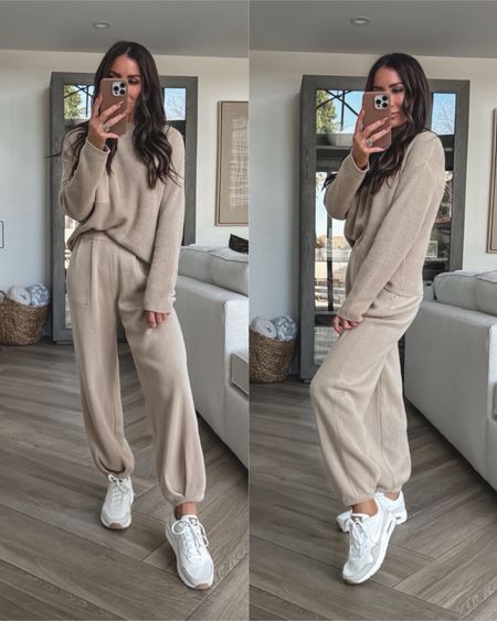 Inspired by Free People. Amazon lounge set and on sale for $45. This set came in wrong so I am exchanging for a small…it’s so cute with sneakers for airport travel 
Nike tts 


#LTKfindsunder50 #LTKSeasonal #LTKsalealert