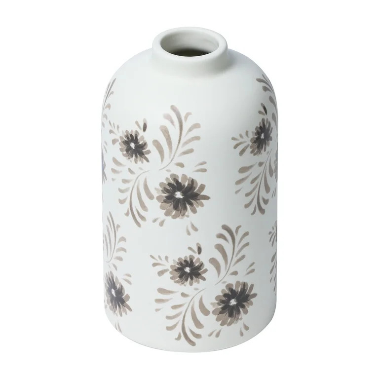 Mainstays By Becky G. & Alejandra Tall 7.6" White Flower Decorative Ceramic Vase | Walmart (US)