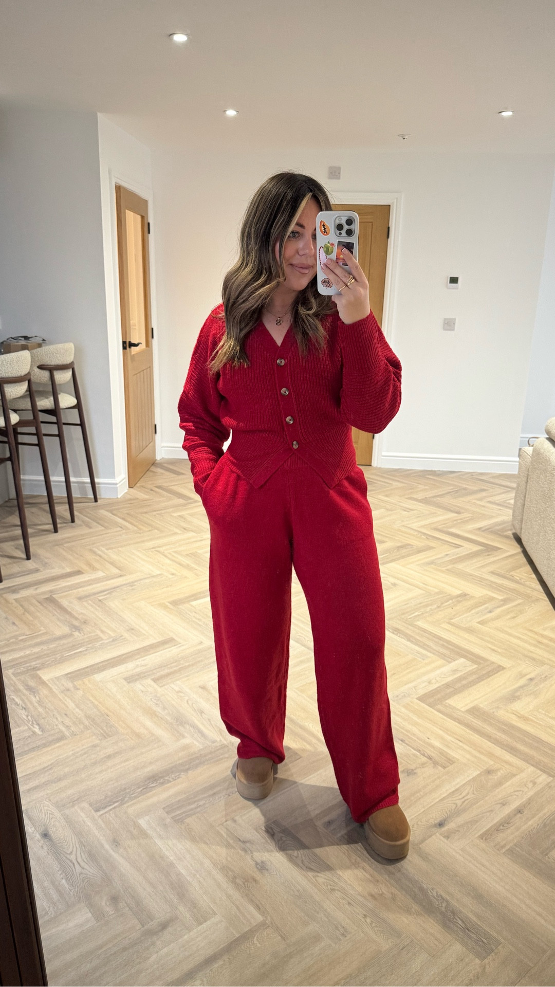 Wow wow wow to the wow! ❤️ Christmas Day outfit UNLOCKED 🔓 obviously couldn’t wait for then so this is my OOTD for today 😍😍 

Wearing a size small in the cardigan & medoum in the bottoms! Not many sizes left girls so go go go!! 
It’s already in the sale & code “BLACKFRI” takes an extra 15% off so it’s only £43 for the set 🤯👏💃🏻 

#LTKfestive #LTKwinter #LTKCyberWeek
