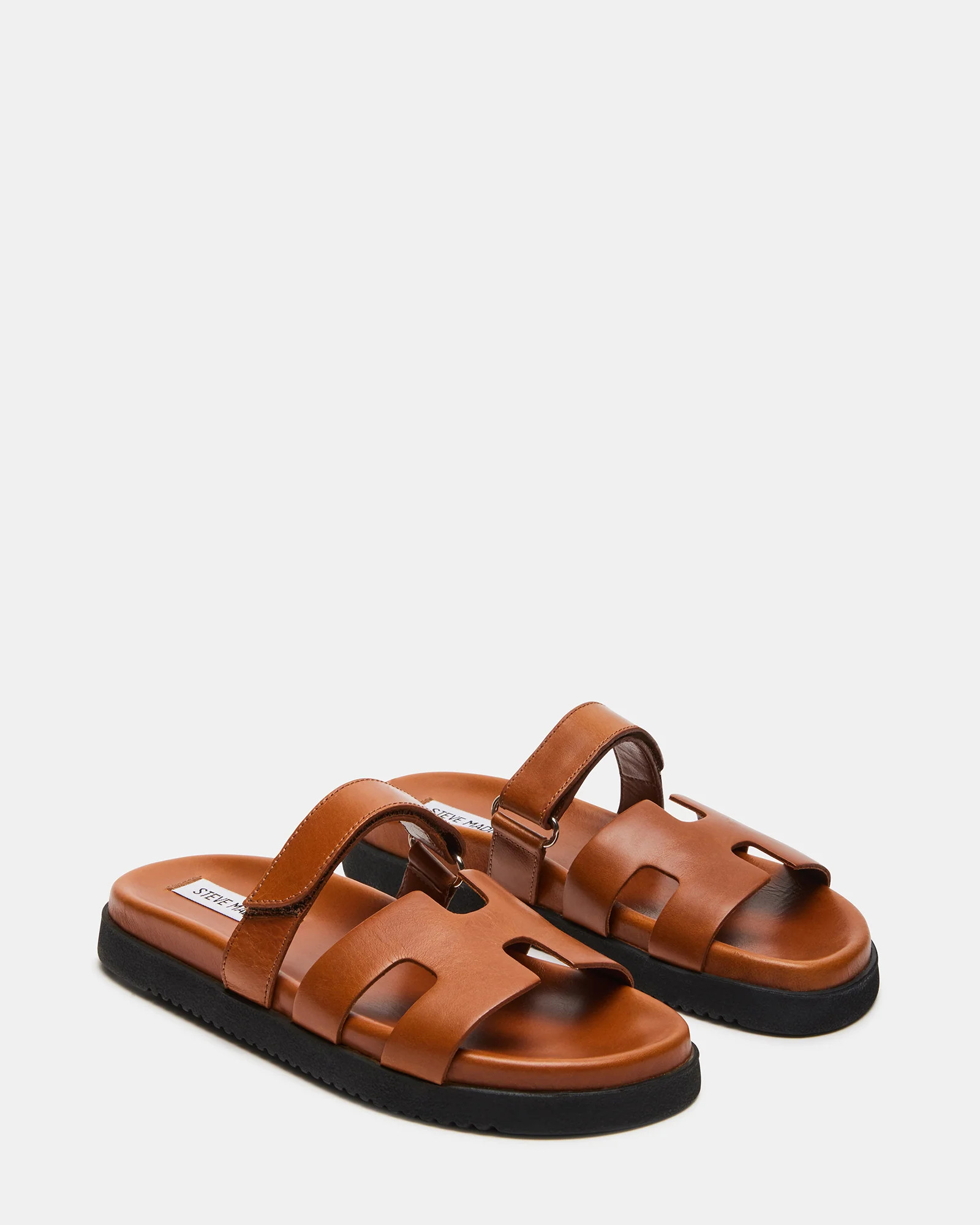 MAYVEN Camel Leather Flatform Slide Sandal | Women's Sandals | Steve Madden (US)