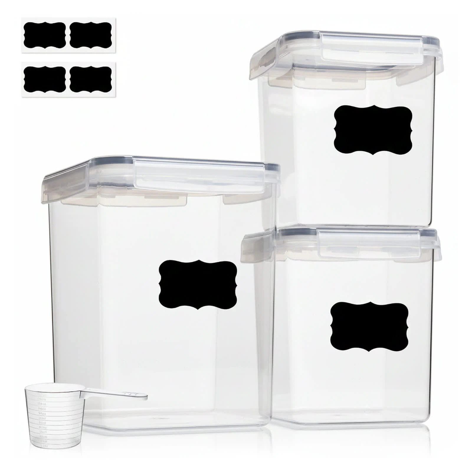 Etokfoks 3 Piece Airtight Food Storage Container Set 5.2L and 2.5L Plastic Canisters with Lids for Flour Sugar Rice Cereal Pantry Organization | Lowe's