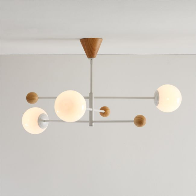 Quinn White Metal & Wood 28"" Kids Ceiling Light | Crate & Barrel