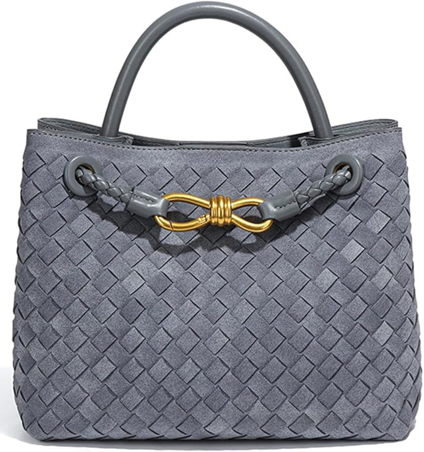 Suede Woven Tote Bag for Women Retro Woven Bag Handbag Bow Shoulder Satchel Suede Crossbody Purse... | Amazon (US)