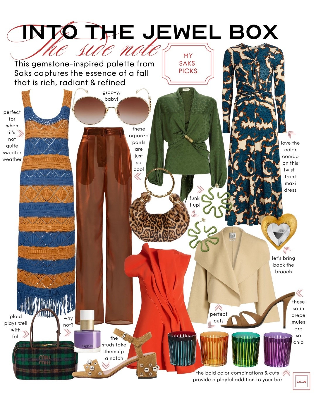 The Sidenote 🏷️: step into the jewel box with @Saks and this gemstone-inspired fall palette #saks #sakspartner