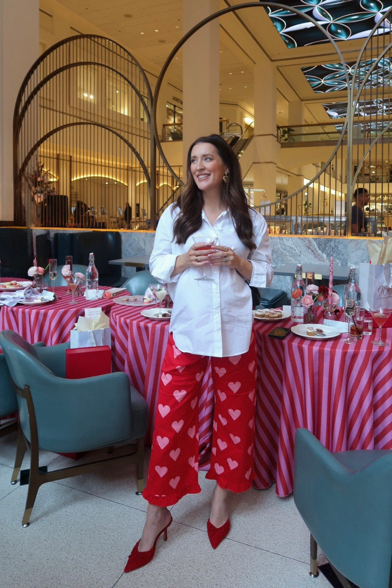 Galentines day brunch outfit at 32 weeks pregnant. Would be cute for the office! I’m wearing a size medium. If in between sizes, size down. The waist is stretchy. Wearing shade fig fantasy in the lipstick and debrief in the liner 

#LTKBump #LTKValentine