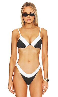 GIGI C Emerson Bikini Top in Black & White from Revolve.com | Revolve Clothing (Global)
