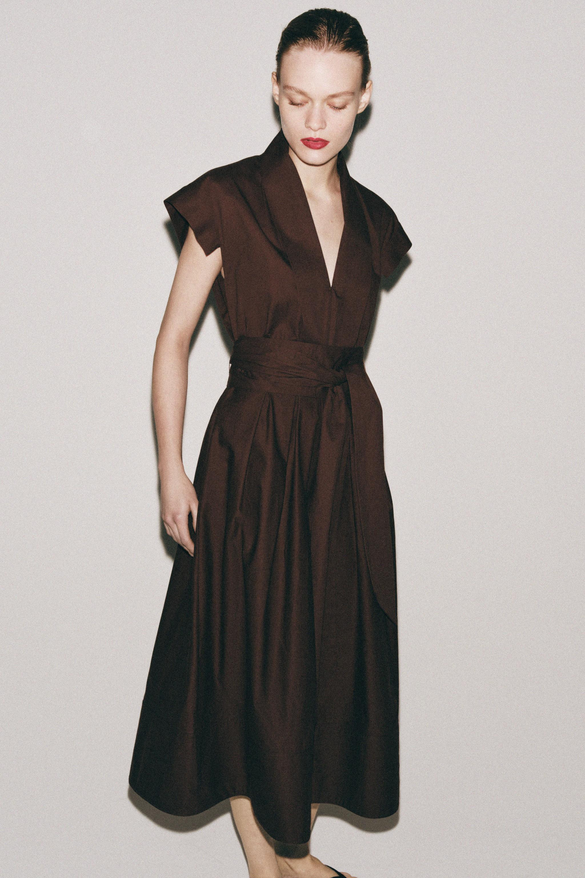 ZW COLLECTION PLEATED POPLIN DRESS | Zara US