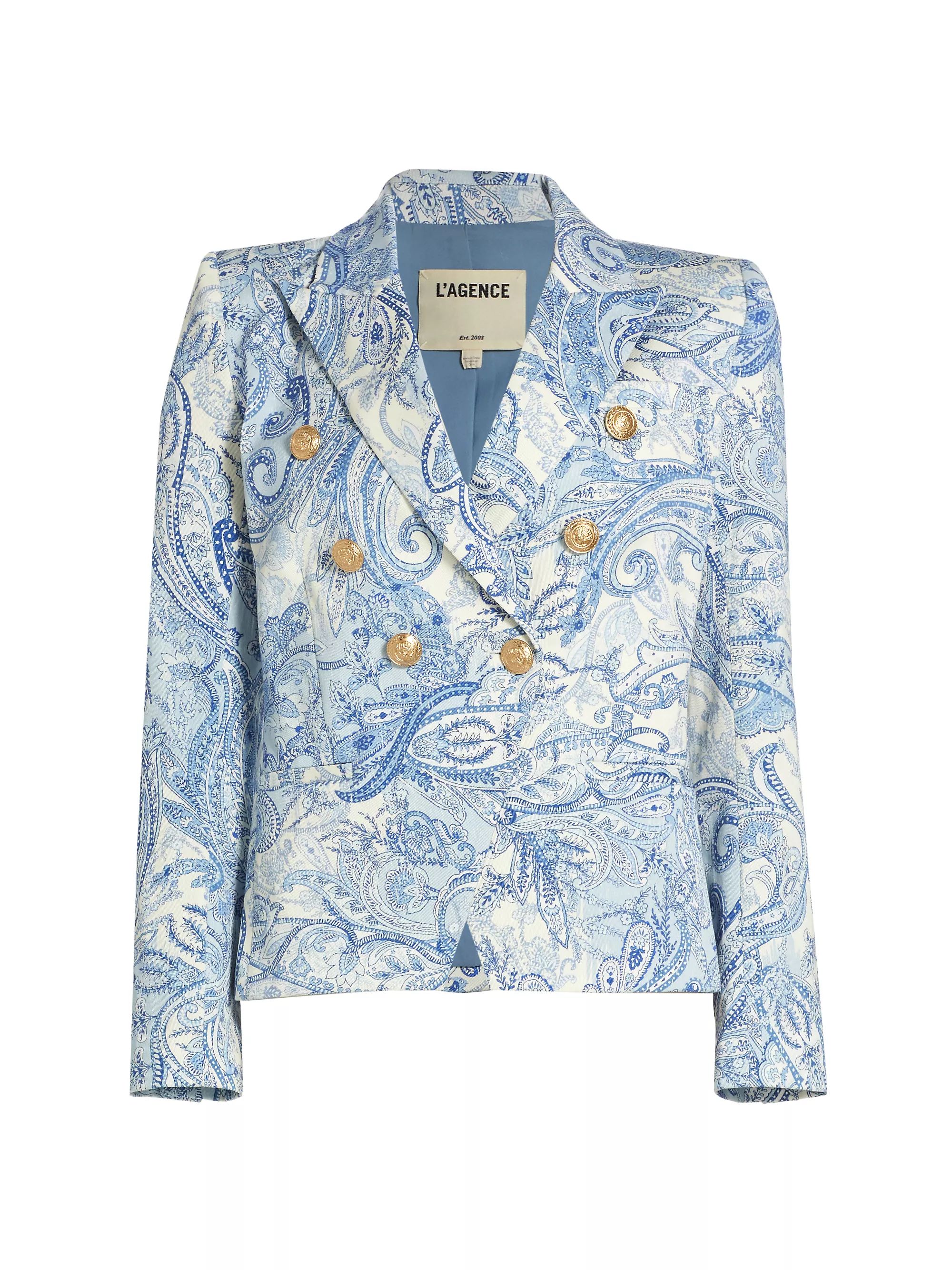 Marie Double-Breasted Paisley Cotton Blazer | Saks Fifth Avenue