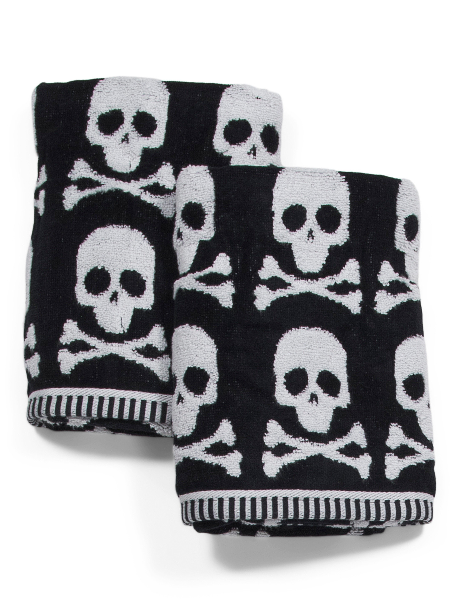 Set Of 2 Skull And Bones Hand Towels | TJ Maxx