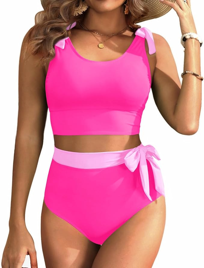 Two Piece High Waisted Swimsuits - Women Tummy Control Bikini Modest Bathing Suit 2PC 2025 | Amazon (US)
