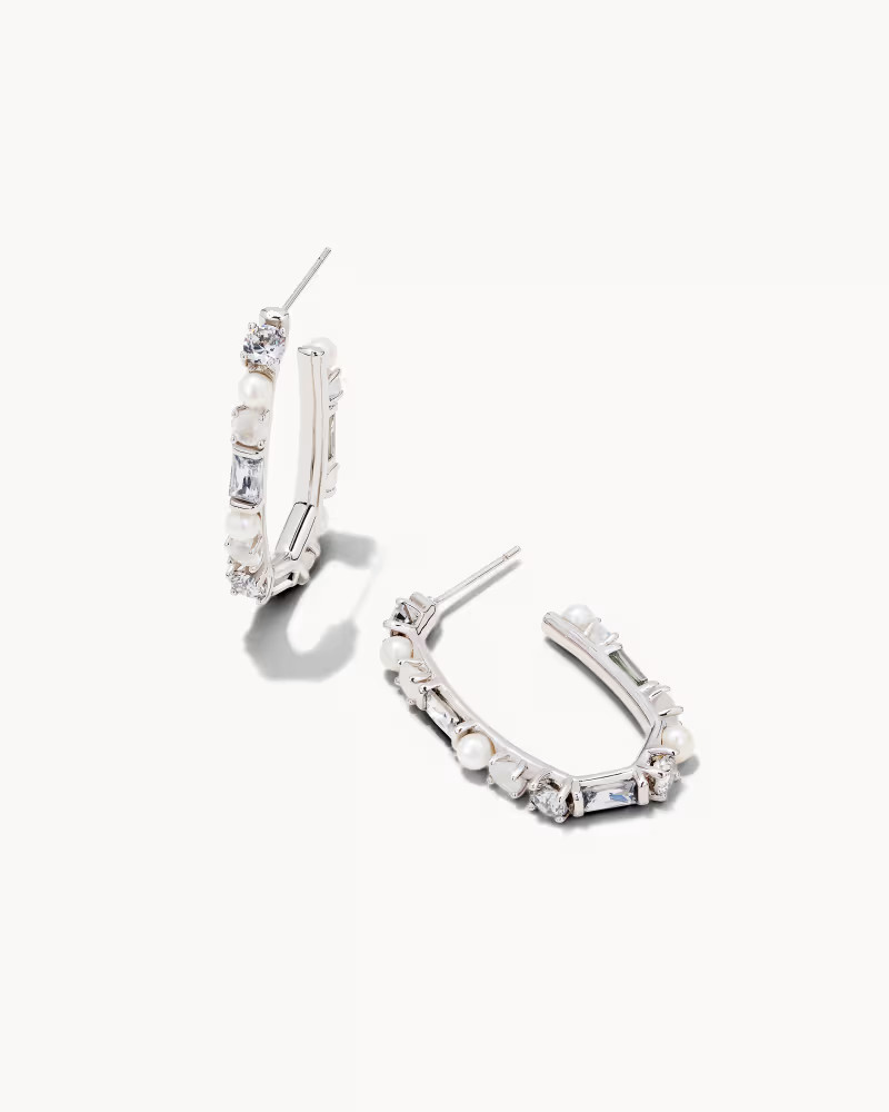 Madelyn Silver Hoop Earrings in White Mix | Kendra Scott