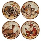 Certified International Pine Forest 6" Canape/Luncheon Plates, Set of 4, BROWN | Amazon (US)