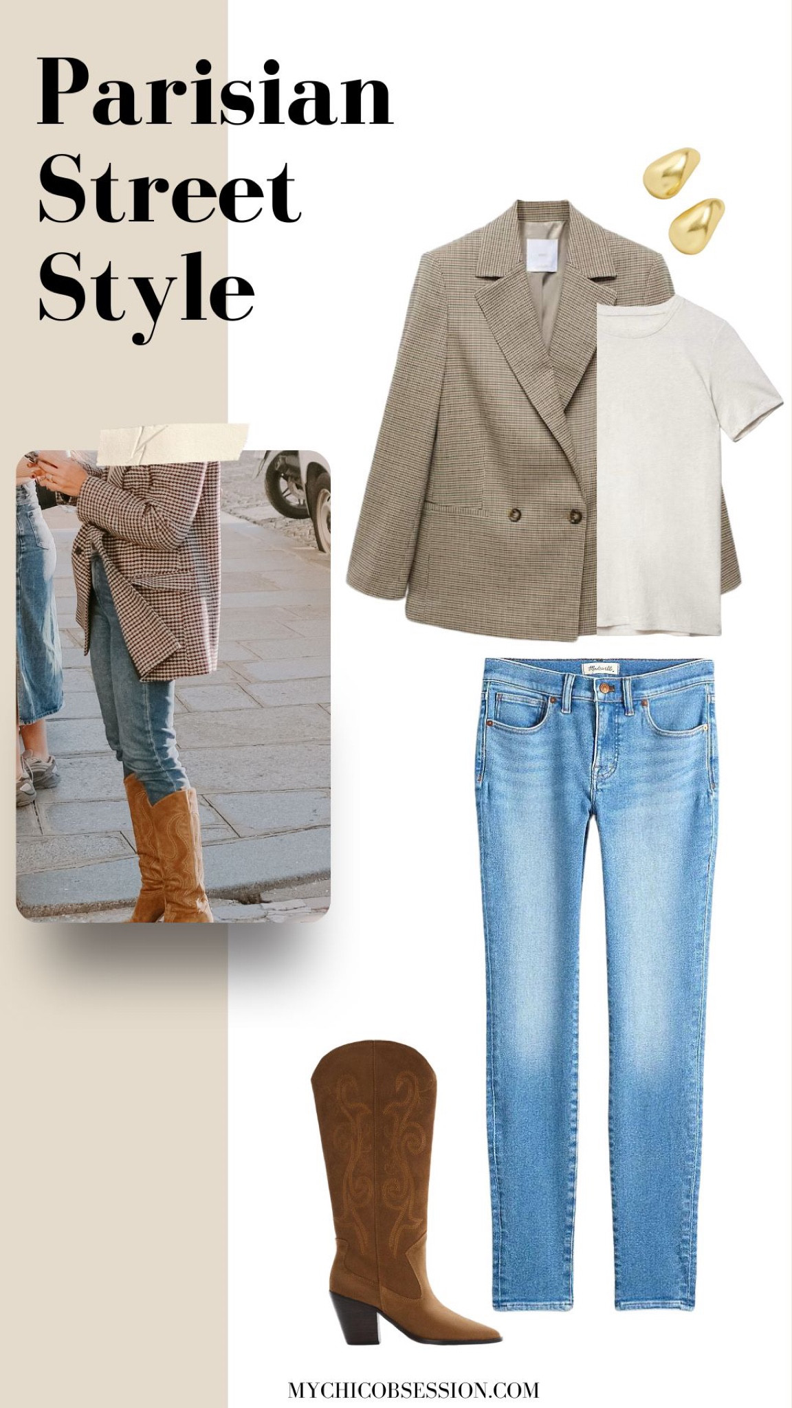 Wondering how to style your Western boots? Try a white tee, blazer, and jeans for a fall look inspired by Parisian street style.

#LTKSeasonal #LTKstyletip