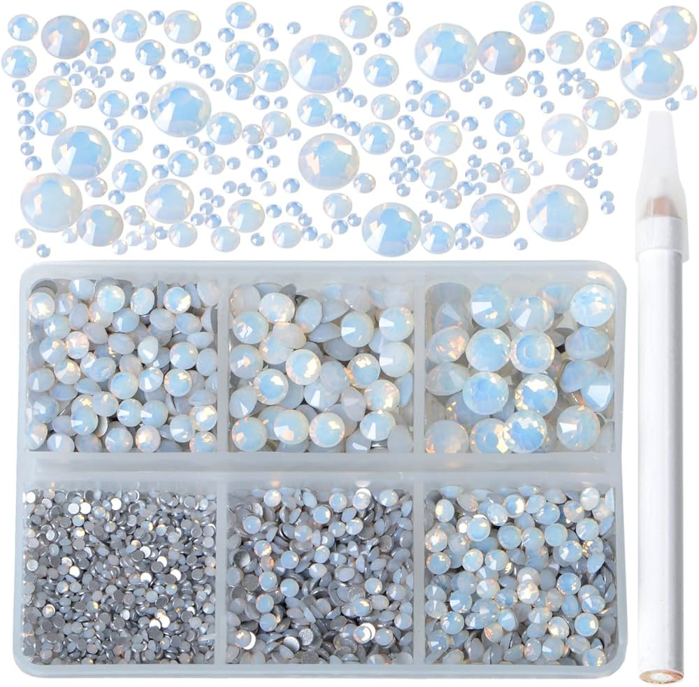 Bymitel 5000 Pieces 6 Mixed Sizes Glue Fix on Glass Rhinestones Round Crystal Gems Flatback for D... | Amazon (US)