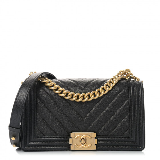 CHANEL

Caviar Chevron Quilted Medium Boy Flap Black | Fashionphile