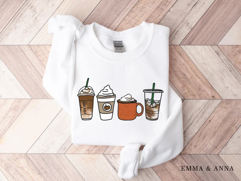 Fall Coffee Sweatshirt Unisex Fall Pullover Pumpkin Spice - Etsy | Etsy (US)