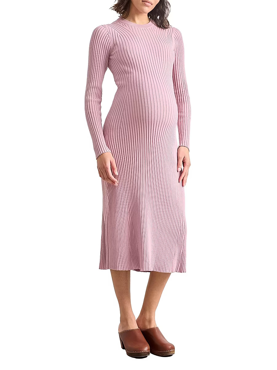 Women's The Eliana Cotton Rib Maternity Sweater Dress - Mocha Rose - Size XS | Saks Fifth Avenue