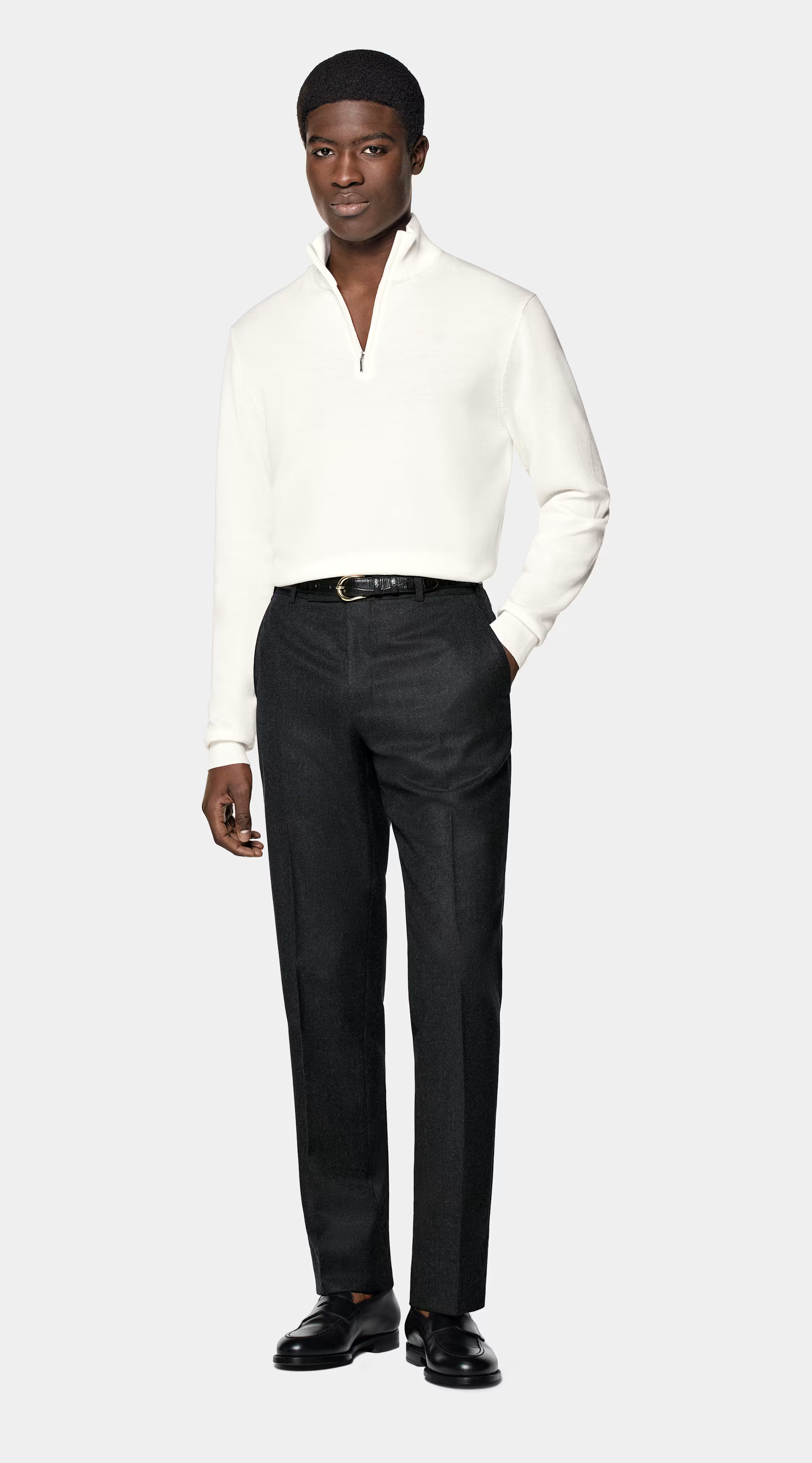 Off-White Merino Half Zip | Suitsupply (US)