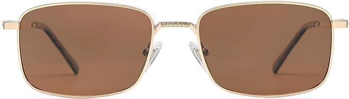 SOJOS Retro Vintage Rectangle Polarized Sunglasses Mens Womens Classic UV400 Metal Sunnies SJ1215 | Amazon (US)