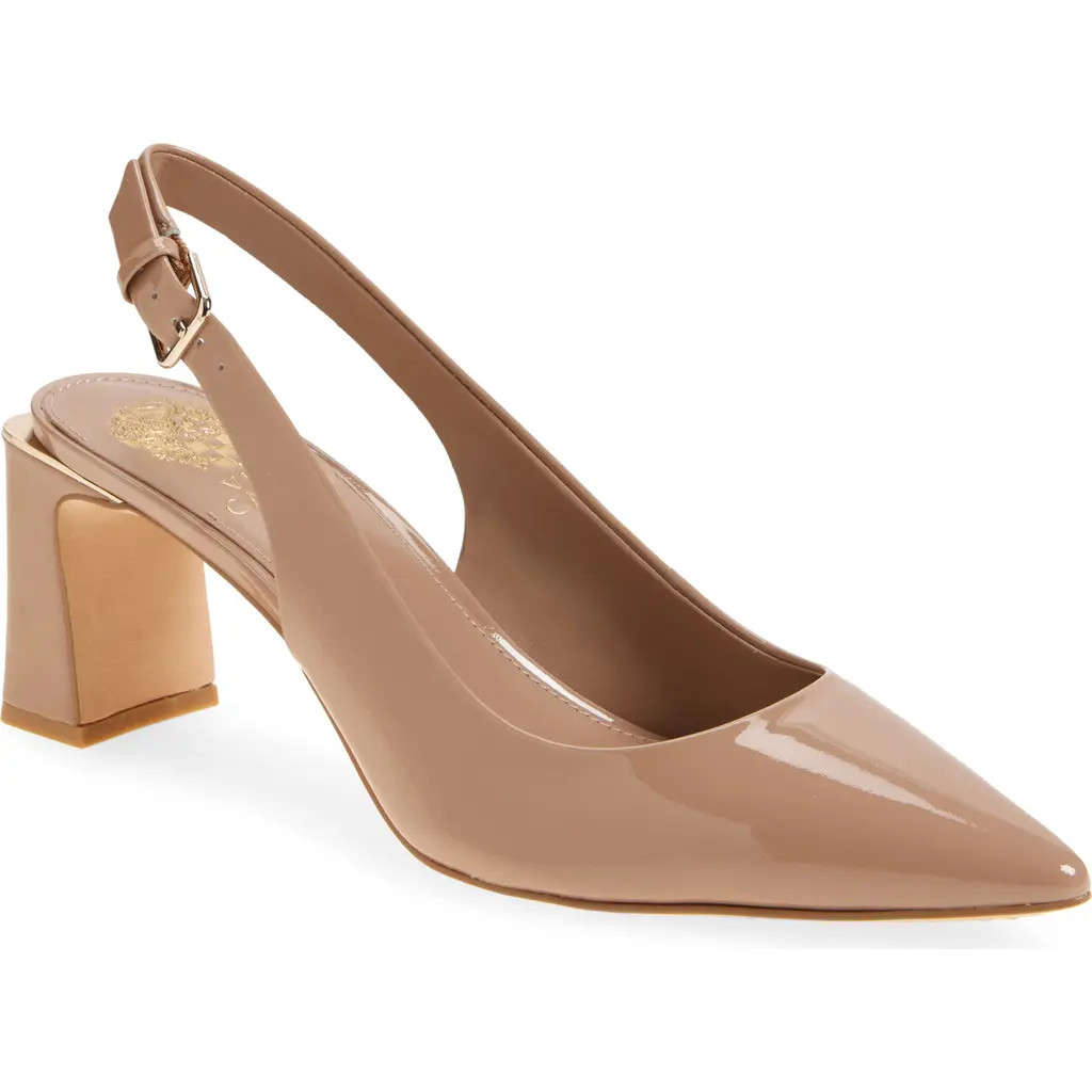 Vince Camuto Hamden Pointed Toe Slingback Pump in Chai Latte Sftpat at Nordstrom, Size 6.5 | Nordstrom